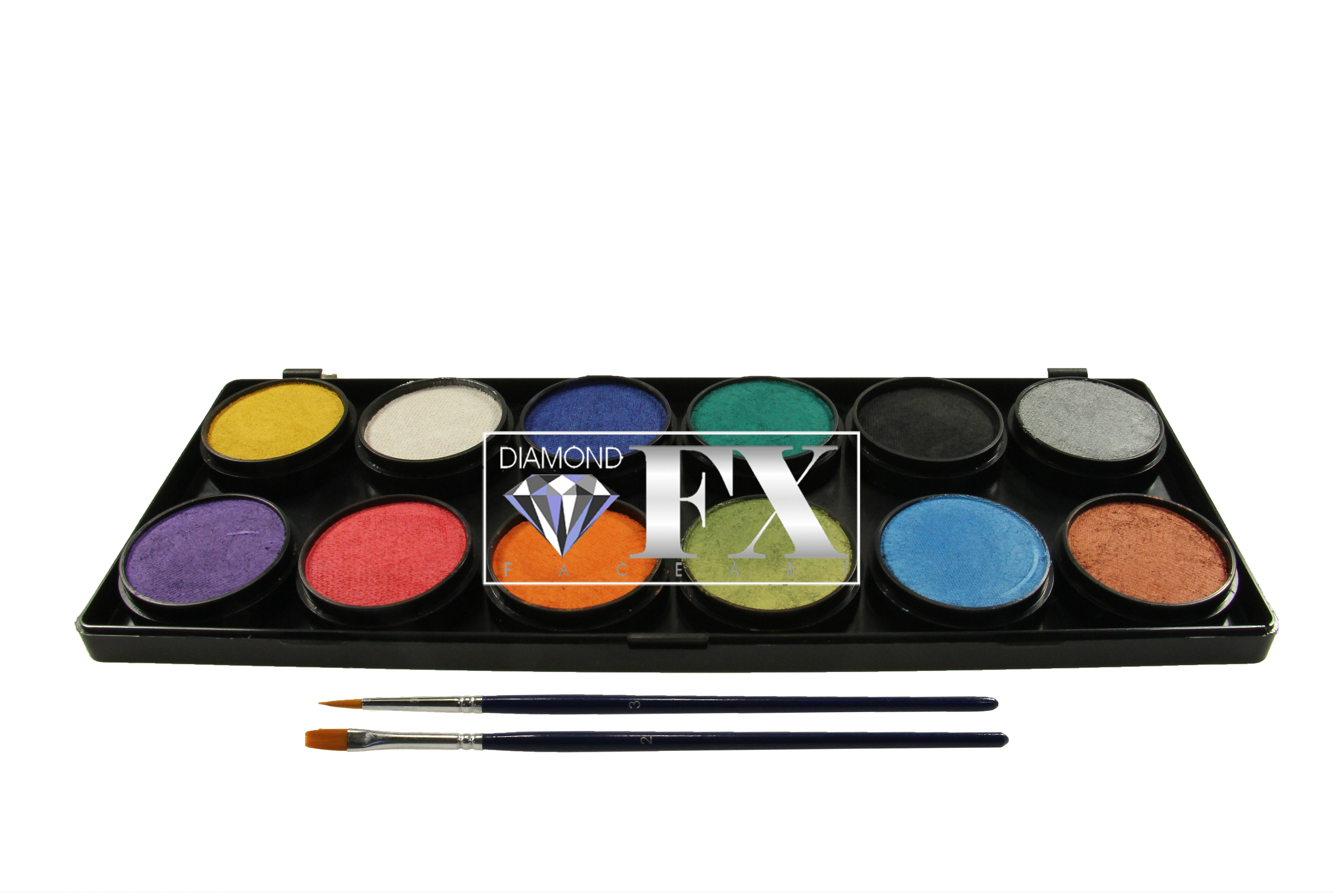 12 x 10 gr Metallic Palette body paint, Diamond FX, FSM12M