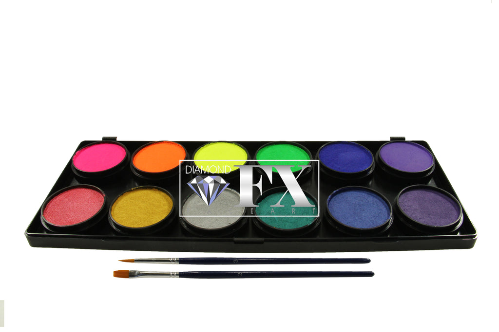 12 x 10 gr Neon Metallic Palette body paint, Diamond FX, FSM12NM