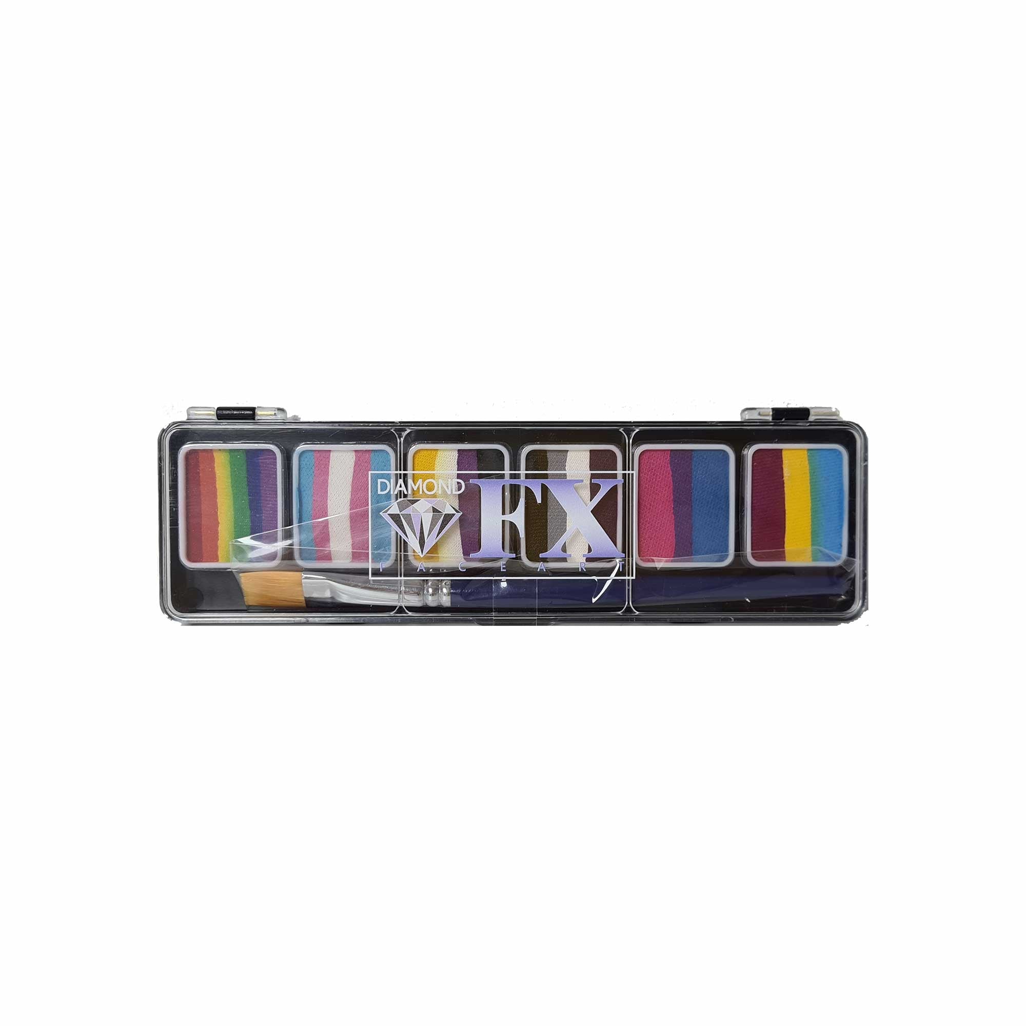 6 x 6 gr Gender pride Palette Split cake body paint, Diamond FX, SP6G