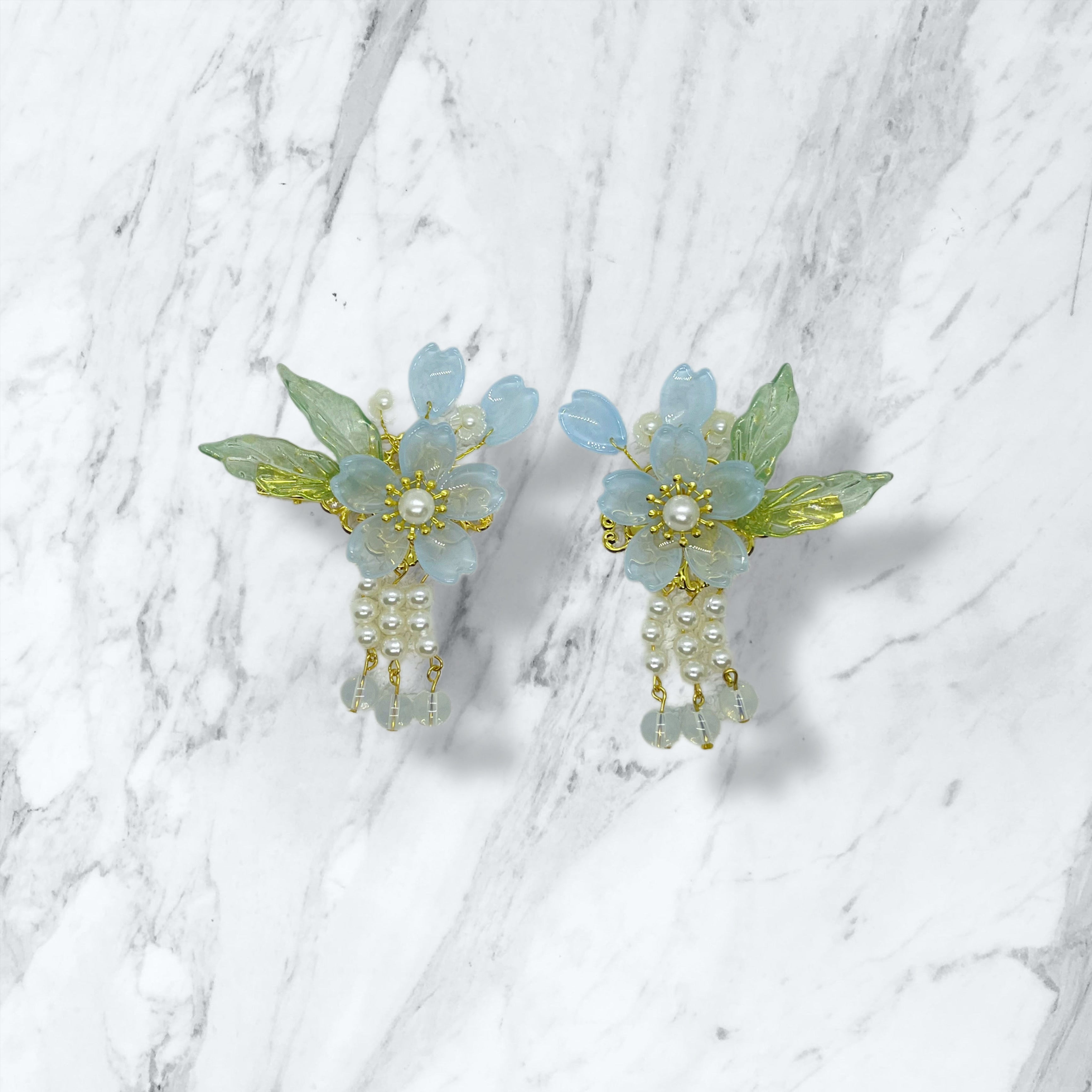 Blue flower Clips set, Tiny Things