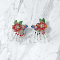 Butterfly red flower Clips set, Tiny Things