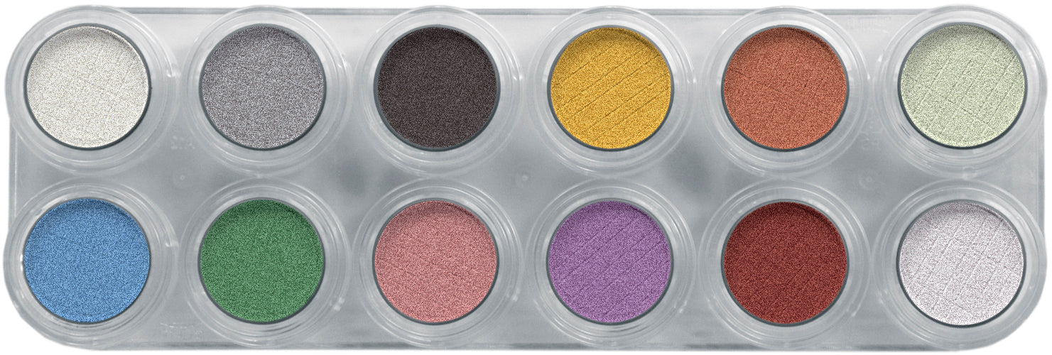 12 x 2 gr P1 Eyeshadow & Rouge Pearl Palette, Grimas