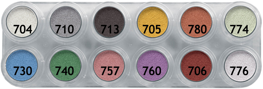 12 x 2 gr P1 Eyeshadow & Rouge Pearl Palette, Grimas