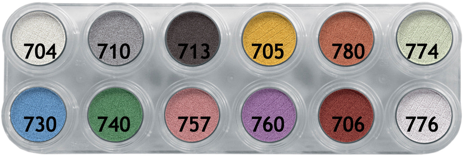 12 x 2 gr P1 Eyeshadow & Rouge Pearl Palette, Grimas