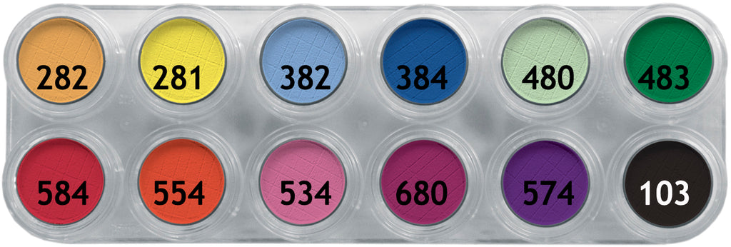 12 x 2 gr RA Eyeshadow & Rouge Matte Palette, Grimas