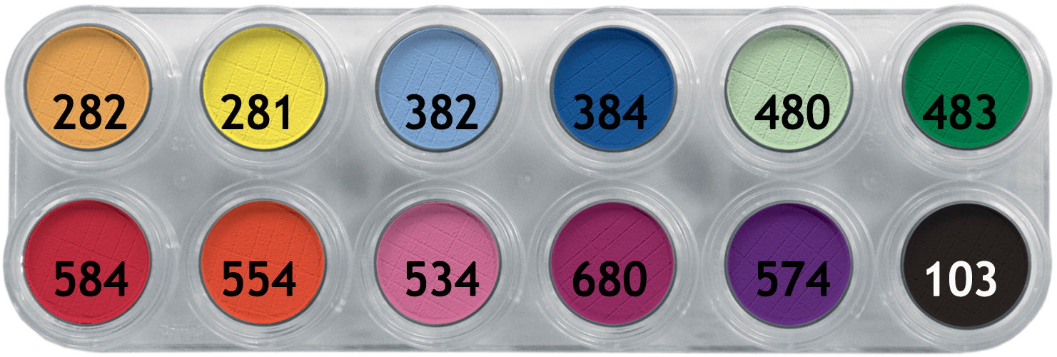 12 x 2 gr RA Eyeshadow & Rouge Matte Palette, Grimas