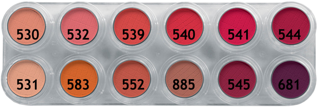 12 x 2 gr RC Eyeshadow & Rouge Matte Palette, Grimas