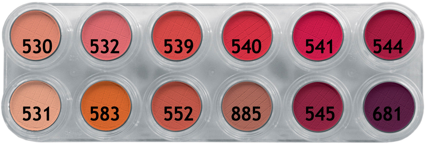 12 x 2 gr RC Eyeshadow & Rouge Matte Palette, Grimas