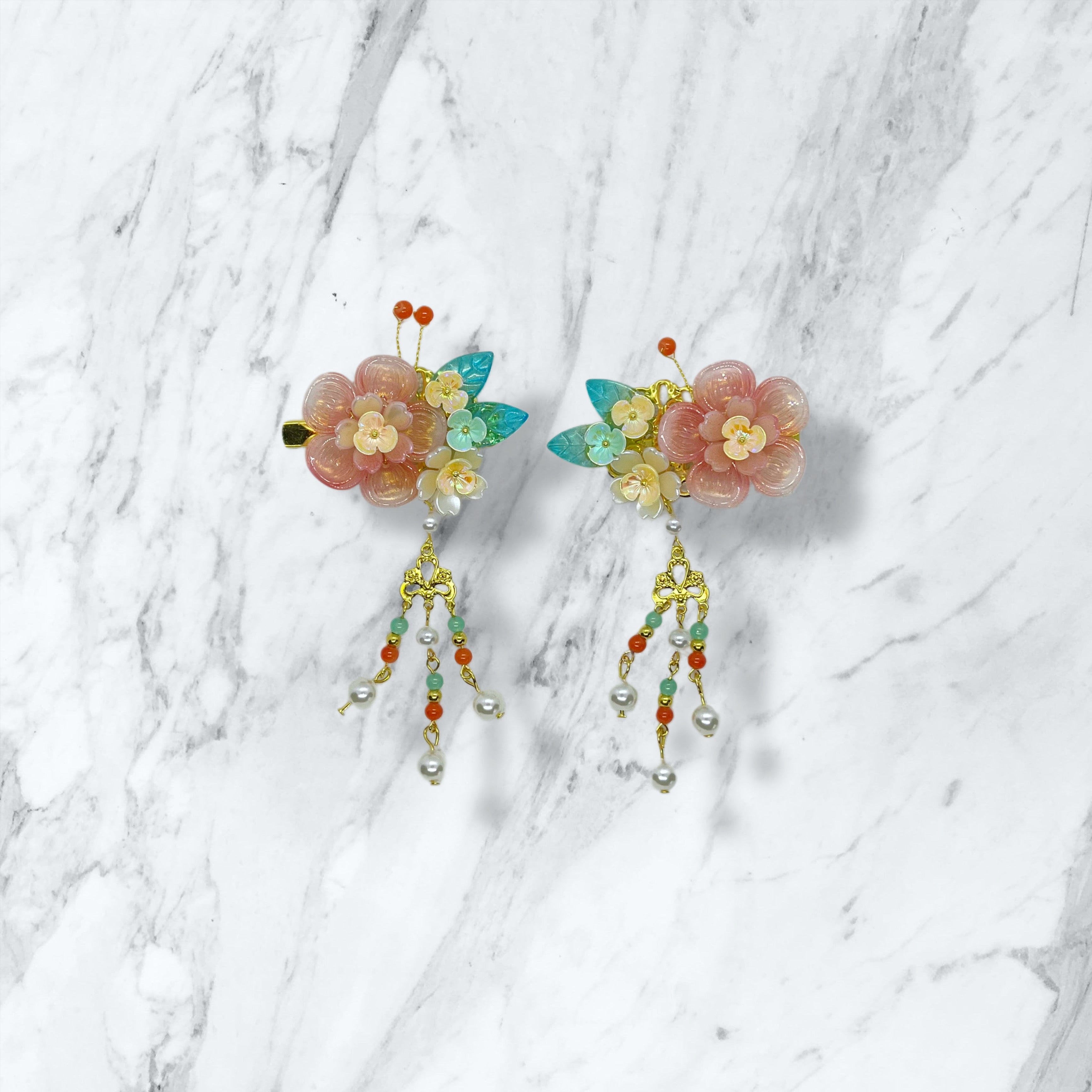 Pastel flowers Clips set, Tiny Things