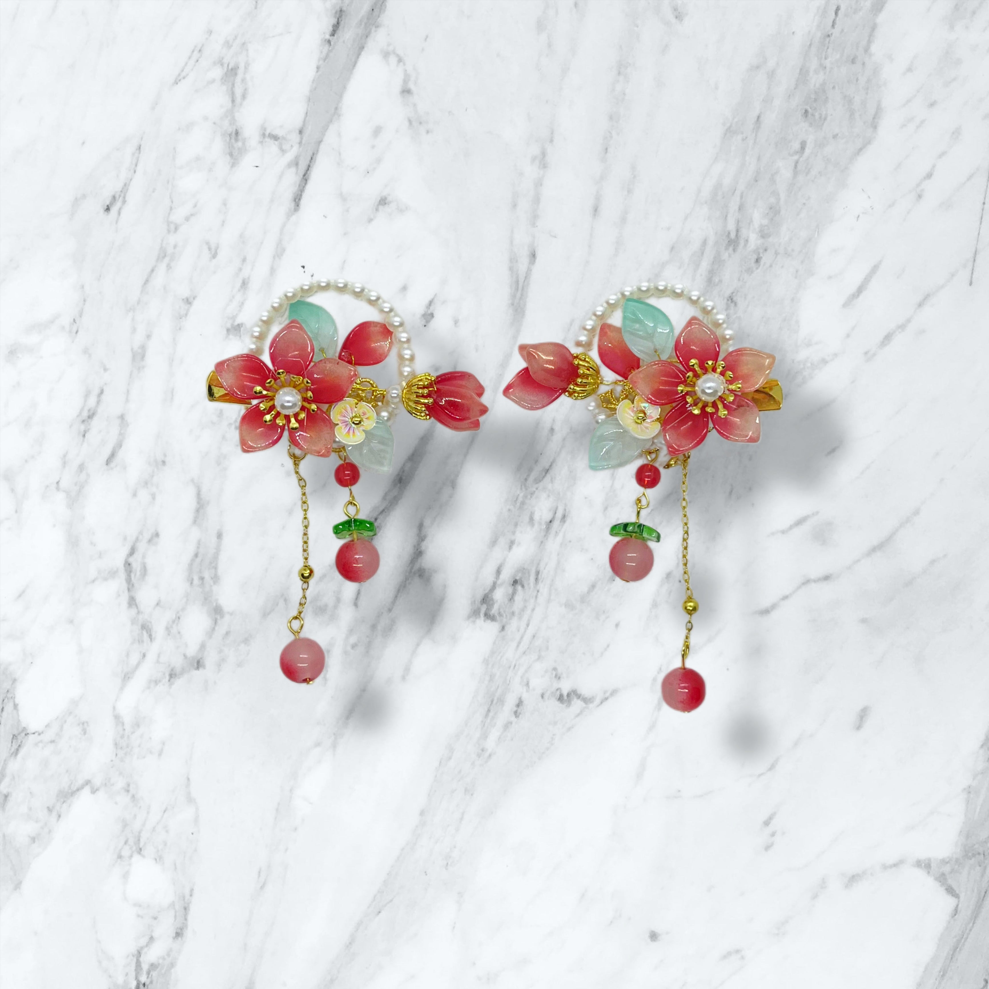 Pearl red-green Clips set, Tiny Things