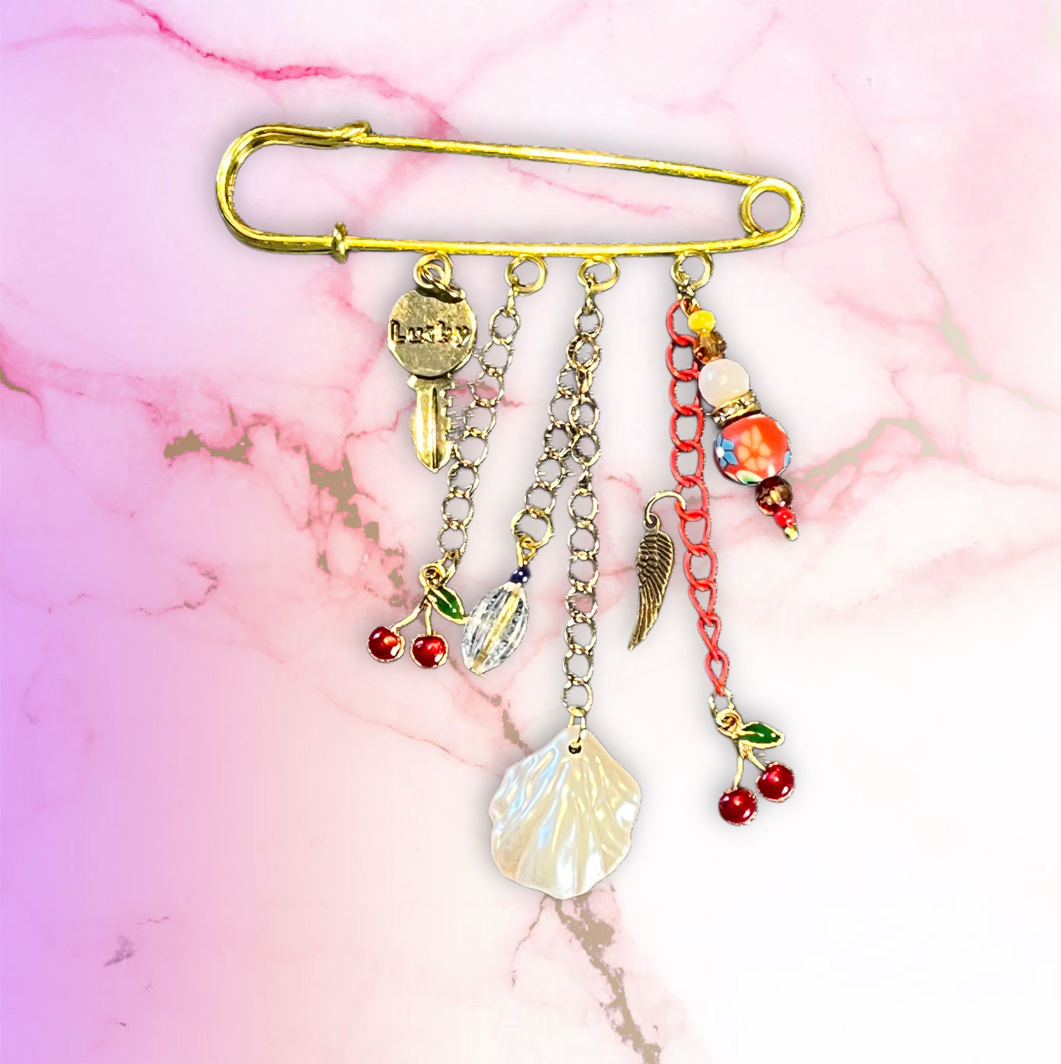 Red Cherries Clothes pin, Made by Djongi