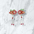 Red flowers dots Clips set, Tiny Things