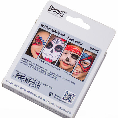 4 x 2.5 ml BASIC Water Make-up Palette, Grimas