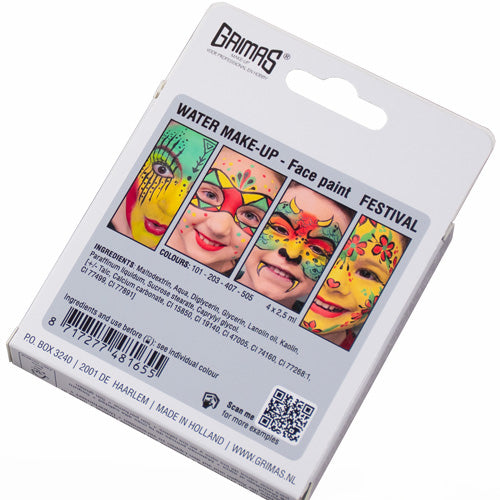 4 x 2.5 ml FESTIVAL Water Make-up Palette, Grimas