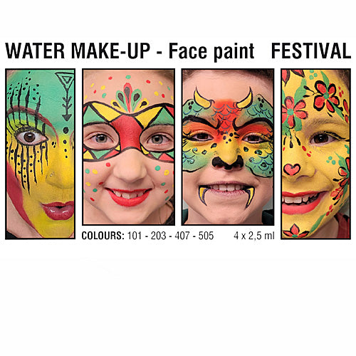 4 x 2.5 ml FESTIVAL Water Make-up Palette, Grimas