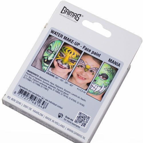 4 x 2.5 ml MANIA Water Make-up Palette, Grimas