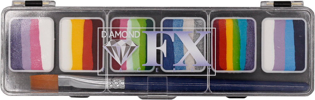 6 x 6 gr Sparkle Palette Split cake body paint, Diamond FX, SP6M