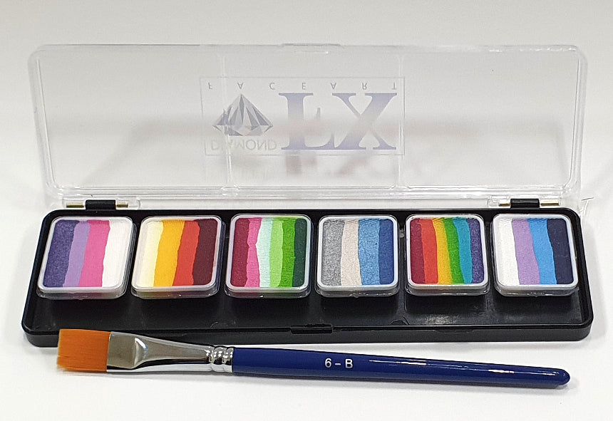 6 x 6 gr Sparkle Palette Split cake body paint, Diamond FX, SP6M