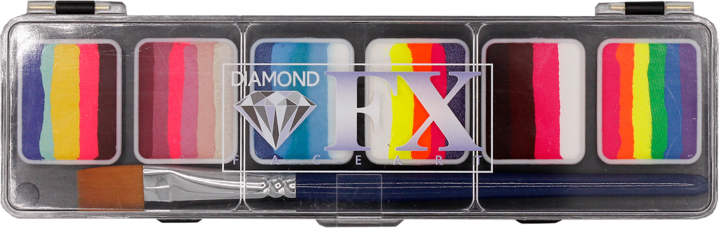 6 x 6 gr Glow Palette Split cake body paint, Diamond FX, SP6N