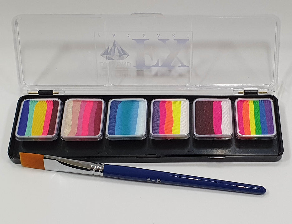 6 x 6 gr Glow Palette Split cake body paint, Diamond FX, SP6N