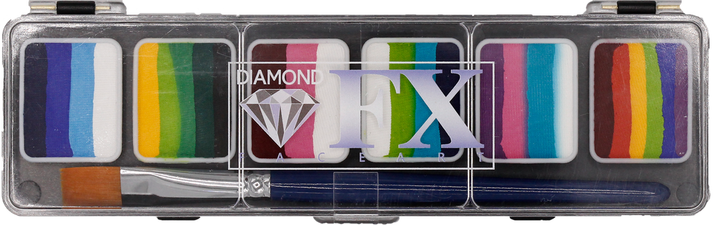 H6 x 6 gr Shine Palette Split cake body paint, Diamond FX, SP6R