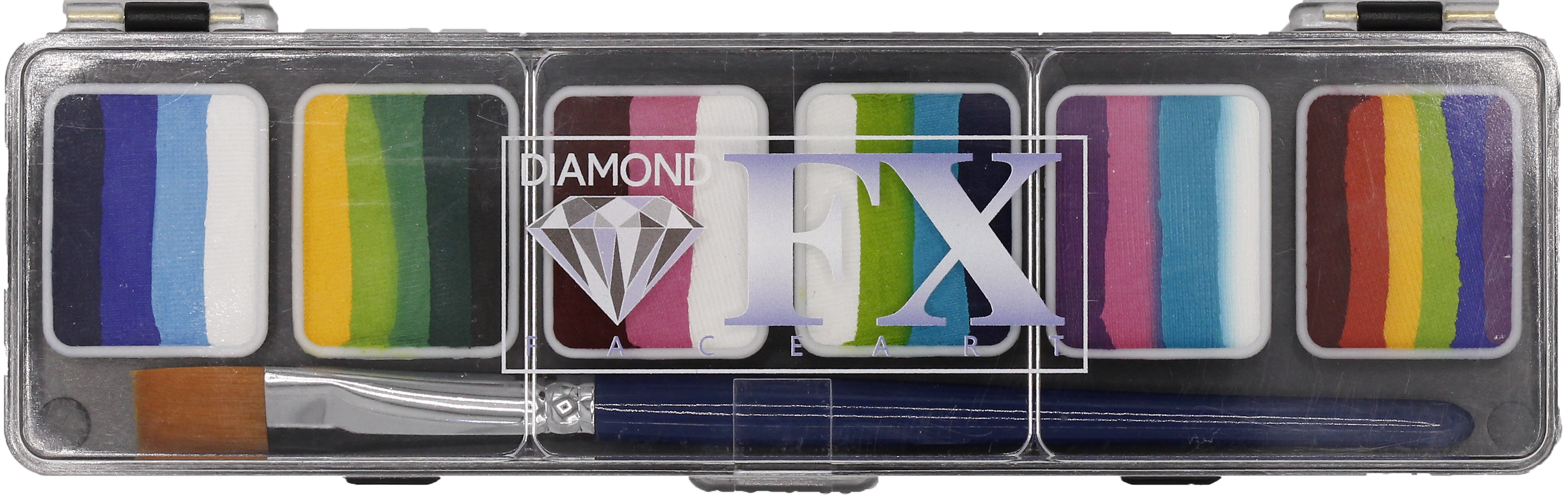 H6 x 6 gr Shine Palette Split cake body paint, Diamond FX, SP6R