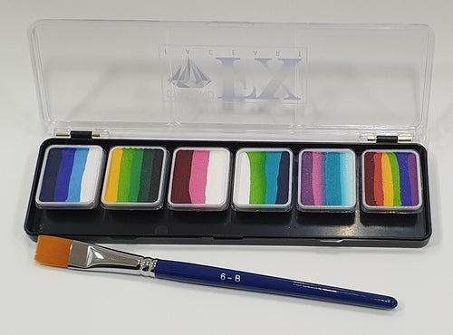 H6 x 6 gr Shine Palette Split cake body paint, Diamond FX, SP6R